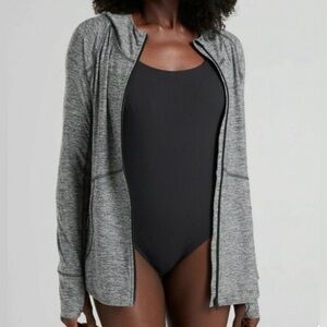 Athleta XS Jacket Heather Baja Hoodie UPF
Thumb Holes Arm Pocket Long Sleeve